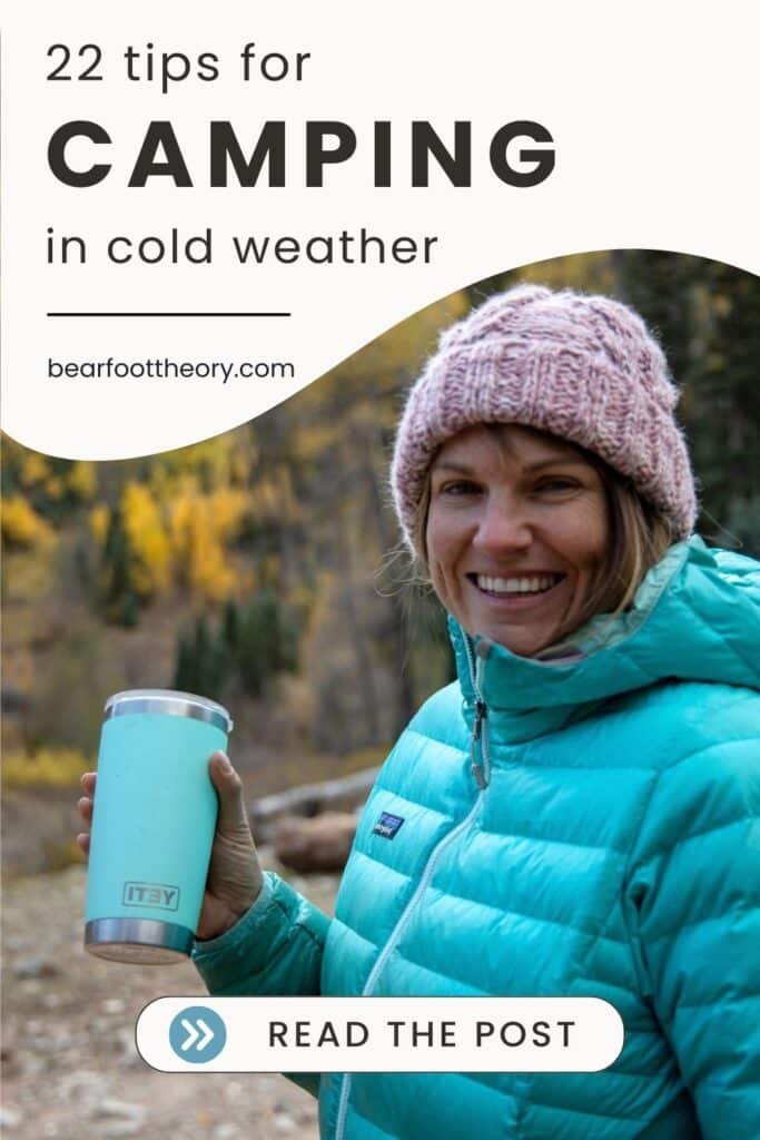 Blog post sharing cold weather camping tips for staying cozy and dry