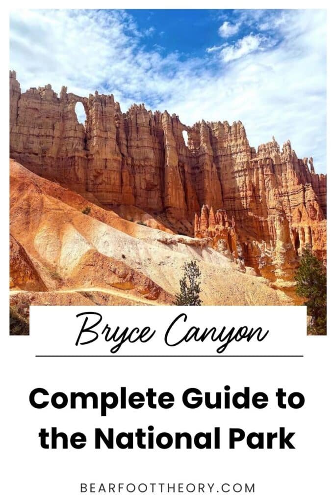 Pinnable image for A Complete Guide to Visiting Bryce Canyon on a blue sky day