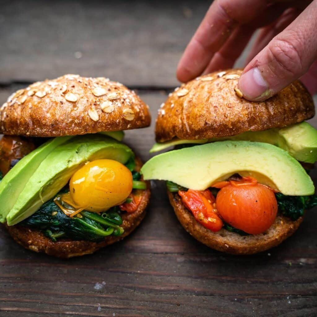 Tomato and avocado sandwich